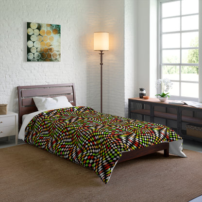 Warped Yellow/Green Checkered Comforter