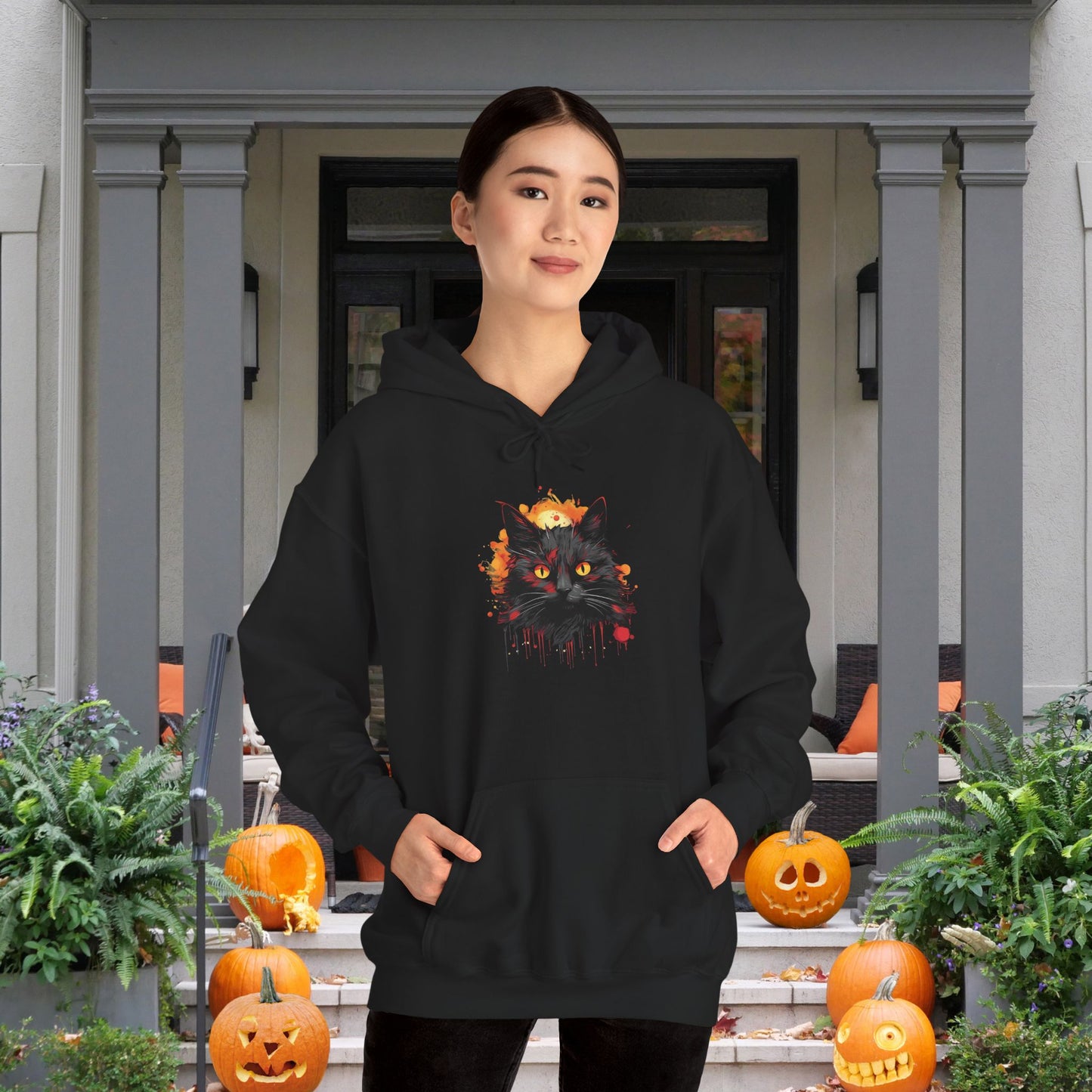 Creepy Black Cat 14 Heavy Blend™ Hooded Sweatshirt