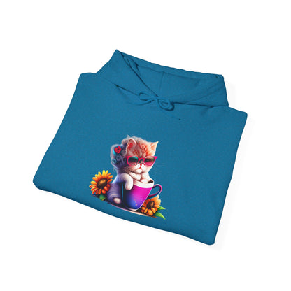 Cool Sunflower Kitten Heavy Blend™ Hooded Sweatshirt