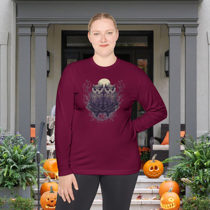 Owls with Full Moon Adult Long Sleeve Tee