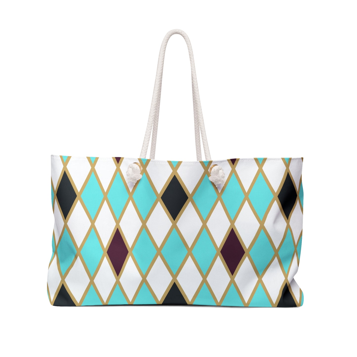 Teal/White Harlequin Weekender Bag