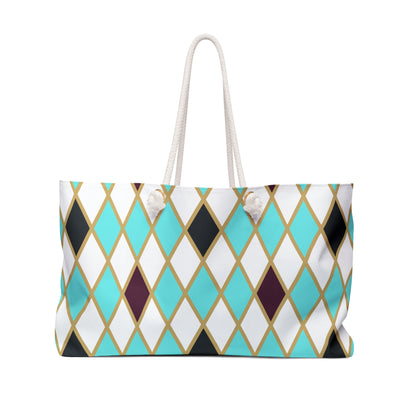 Teal/White Harlequin Weekender Bag