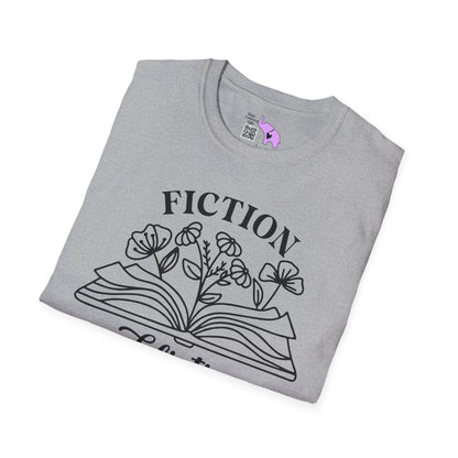 Fiction Addiction (Flowers, Open Book) Adult T-shirt