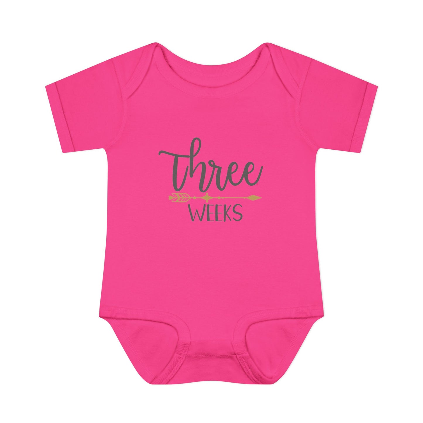 Golden Arrow Milestone Baby Bodysuit-Three Weeks