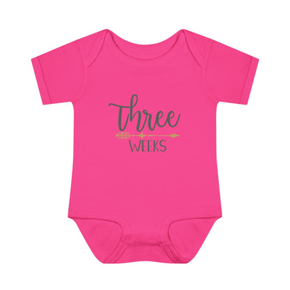 Golden Arrow Milestone Baby Bodysuit-Three Weeks