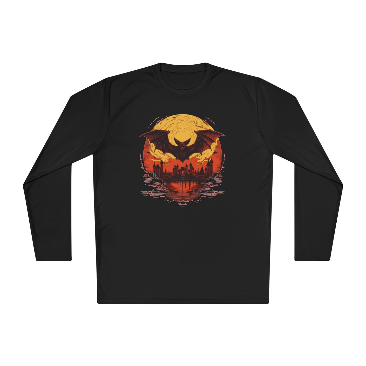 Creepy Bats Over Moon 16 Adult Long Sleeve Tee