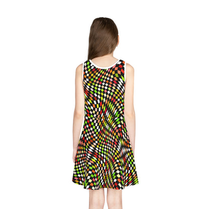 Warped Yellow/Green Checkered Girls Sundress