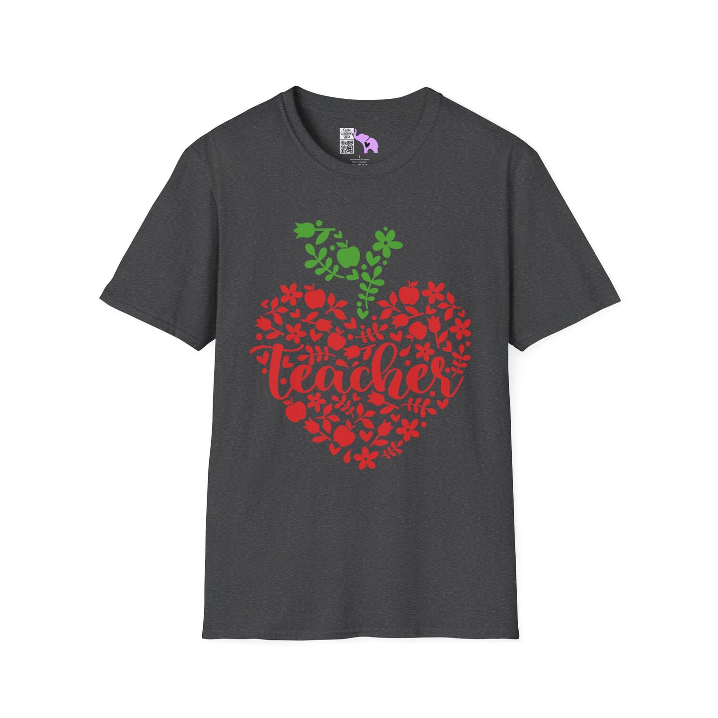 Teacher Apple Heart Adult T-shirt