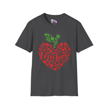 Teacher Apple Heart Adult T-shirt