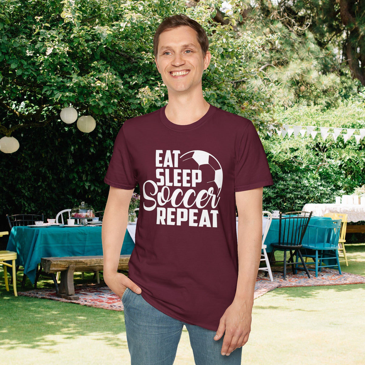 Eat Sleep Soccer Repeat Adult T-shirt