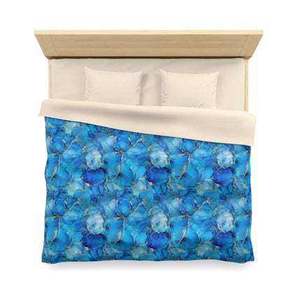 Turquoise Marble Print Microfiber Duvet Cover