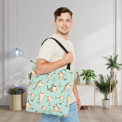 Aquamarine Sharks Canvas Tote Bag