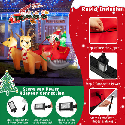 Lighted Inflatable Santa Riding Sled – 7.2FT Christmas Yard Decor