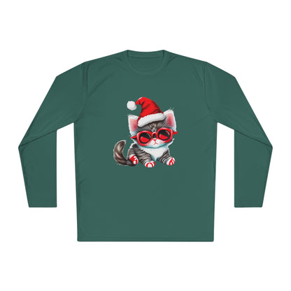 Santa Kitten Adult Long Sleeve Tee