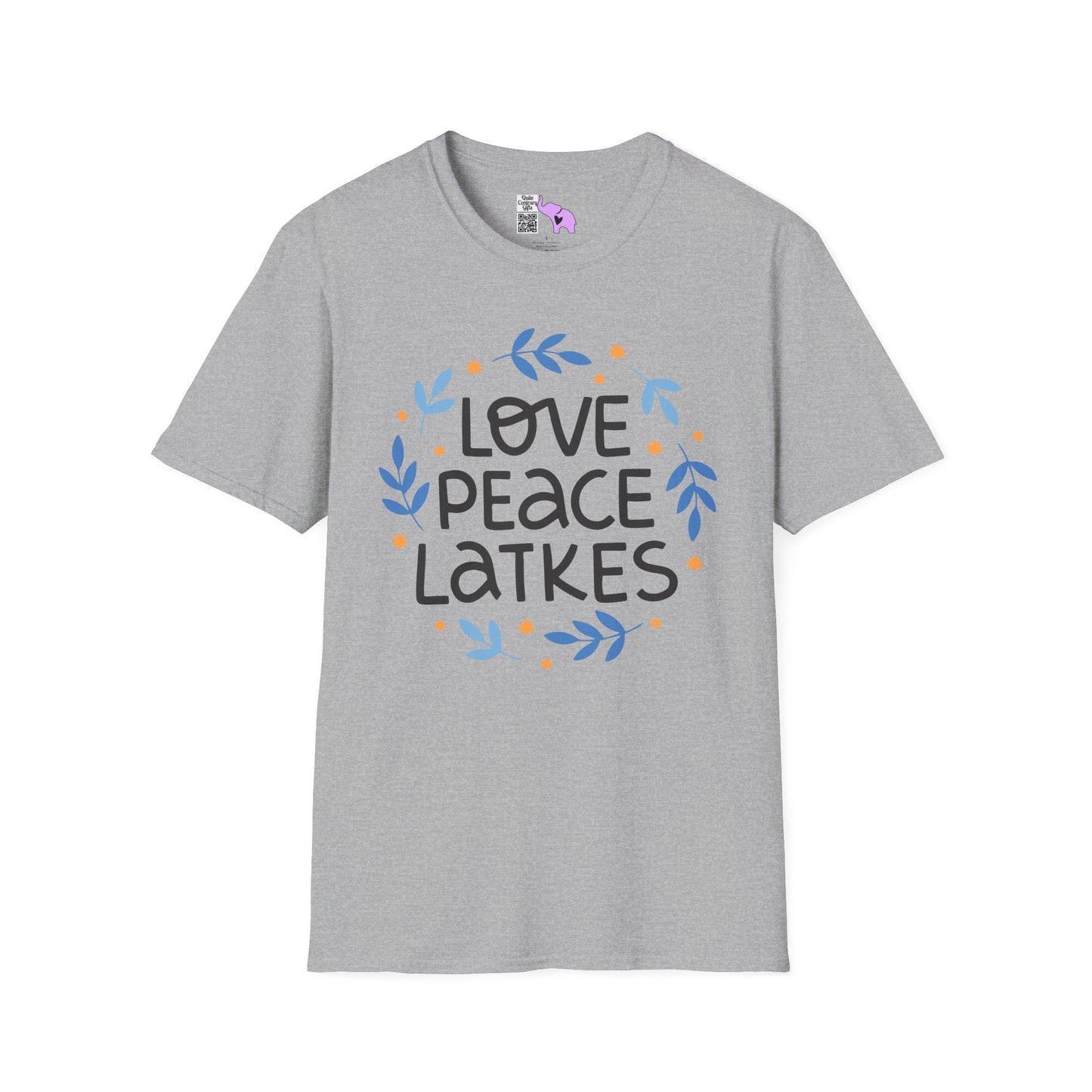 Hanukkah Love Peace Latkes Adult T-shirt