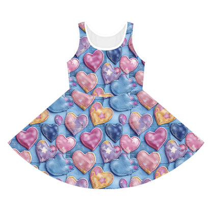 Color Pop Stitched Hearts Girls' Sleeveless Sundress