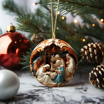 Beautiful Nativity Carved Ornaments