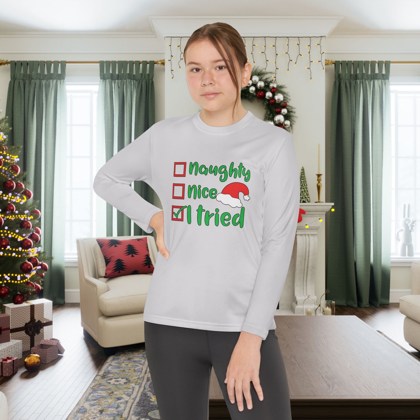 Naughty Nice I Tried Youth Long Sleeve Tee