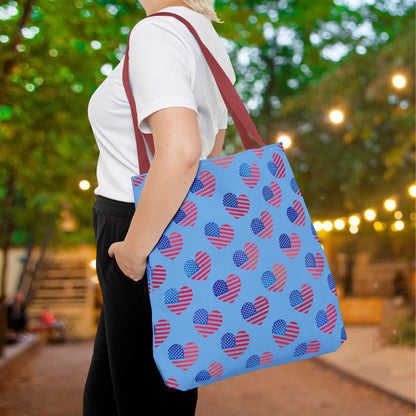 American Flag Hearts Canvas Tote Bag