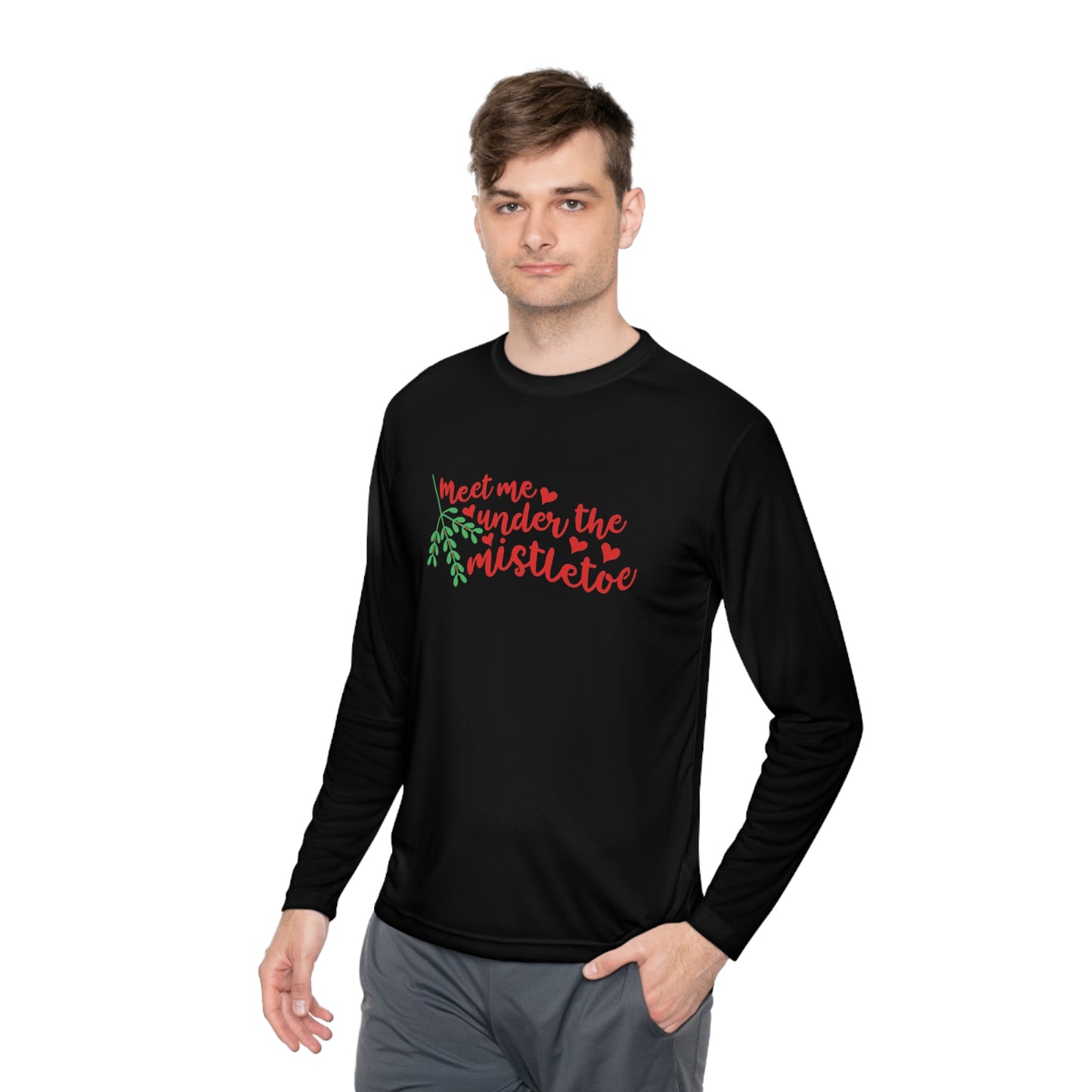 Meet Me Under The Mistletoe Adult Long Sleeve Tee