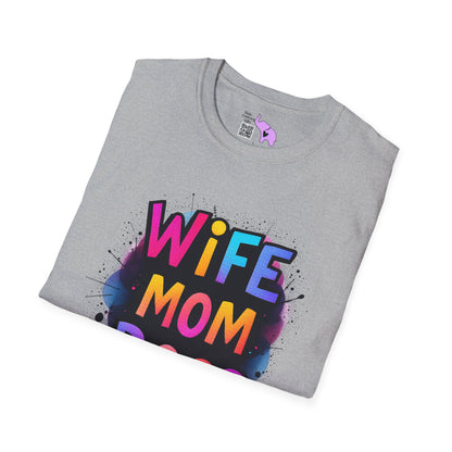 Wife Mom Boss (Primary Colors) Adult T-shirt