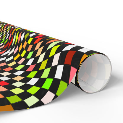 Warped Yellow/Green Checkered Wrapping Paper