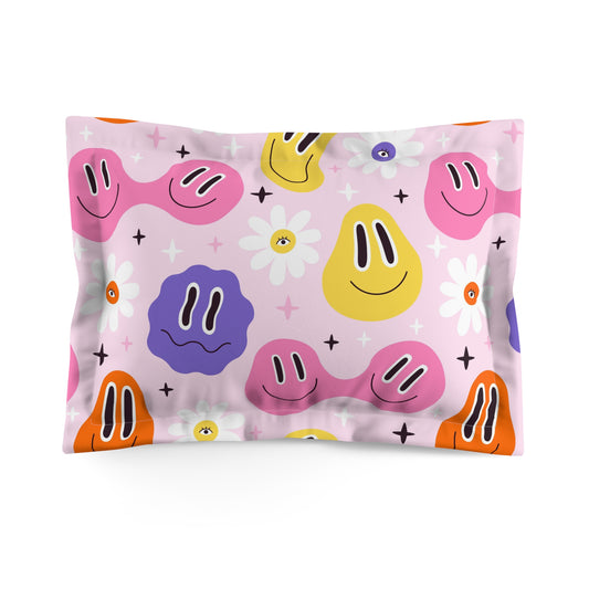 Whimsical Smiley Faces Microfiber Pillow Sham for Cozy Vibes