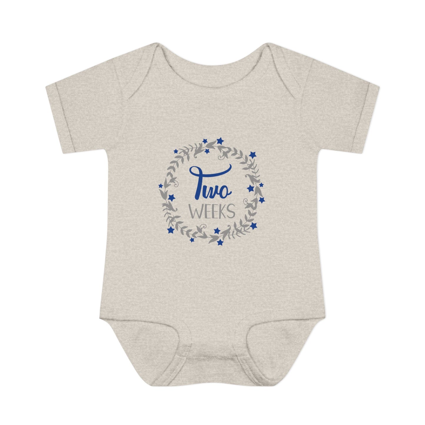 Blue Milestone Wreath Onesie-Two Weeks