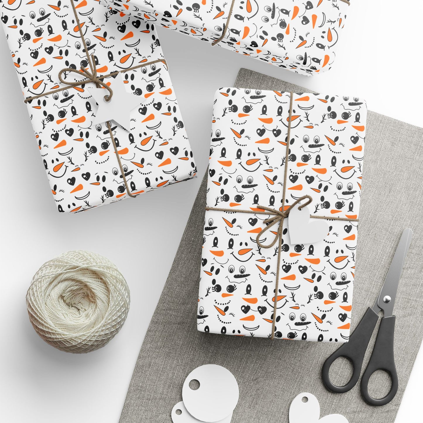Cute Snowman Faces Wrapping Paper