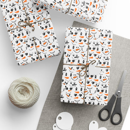 Cute Snowman Faces Wrapping Paper