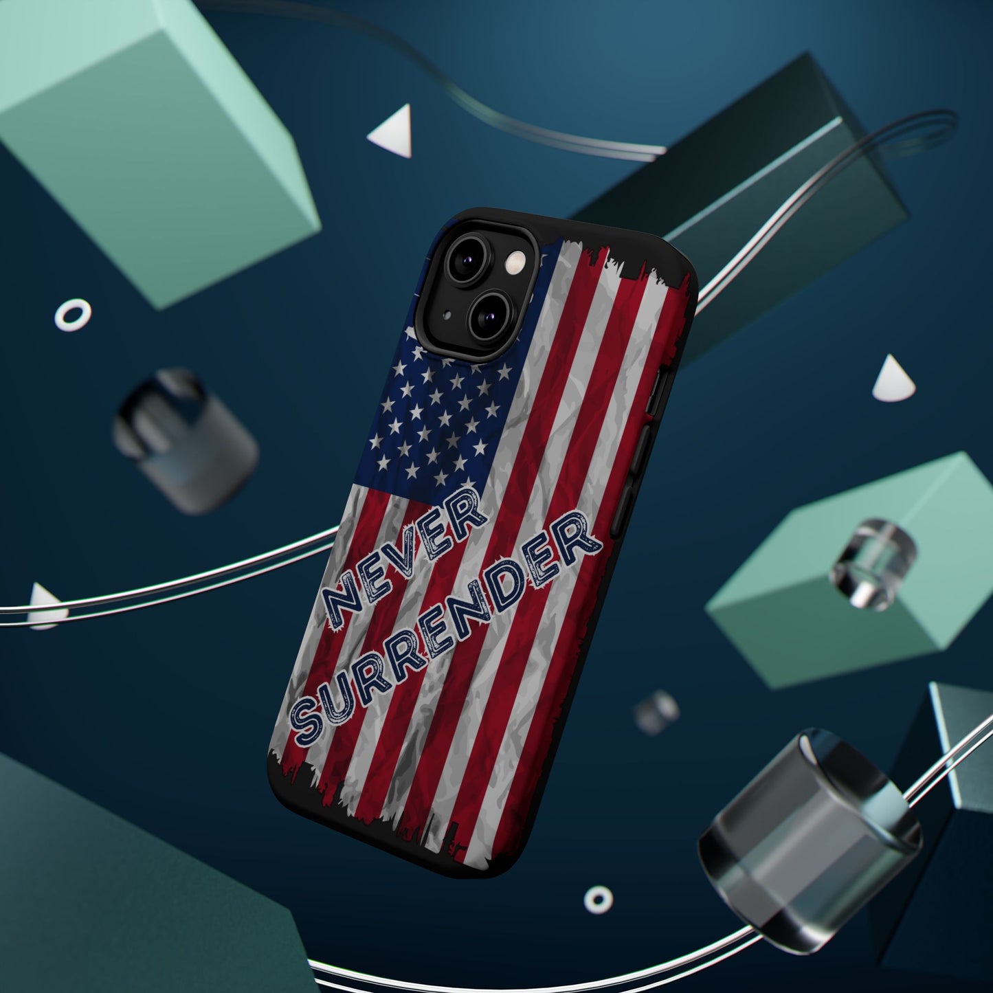Never Surrender American Flag MagSafe® Compatible Tough Case for iPhone