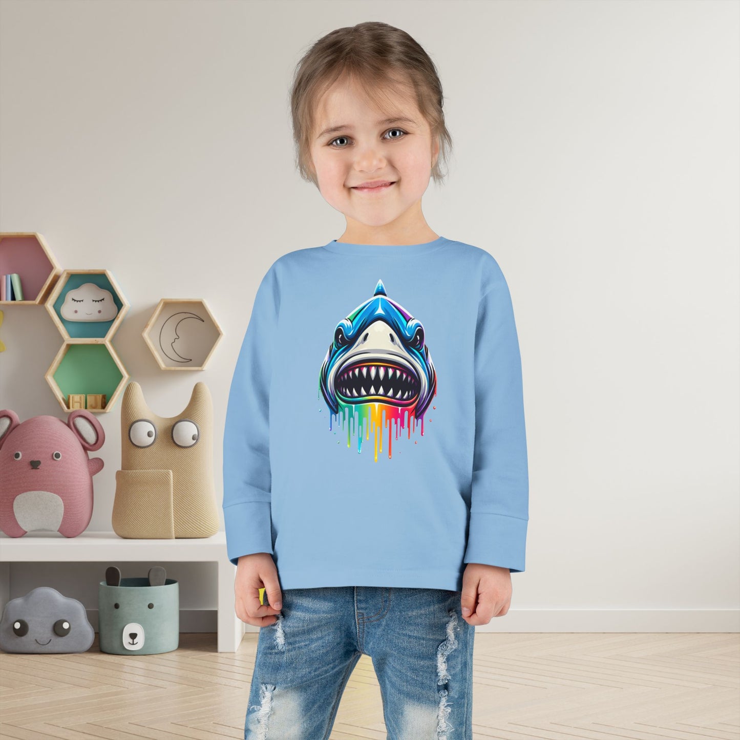 Colorful Shark Toddler Long Sleeve Tee