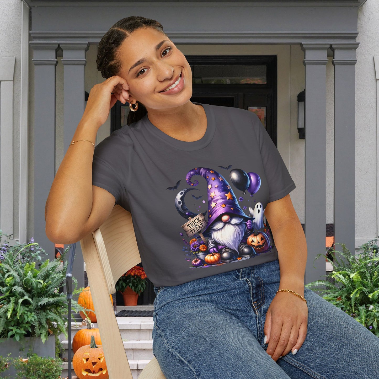 Trick or Treat Witchy Gnome Adult T-shirt