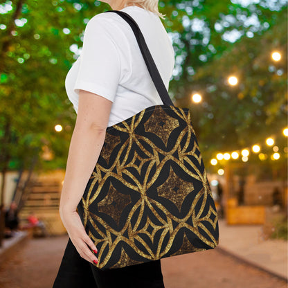 Golden Star Lattice Canvas Tote Bag