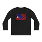 Distressed Patriotic T-Rex Youth Long Sleeve Tee