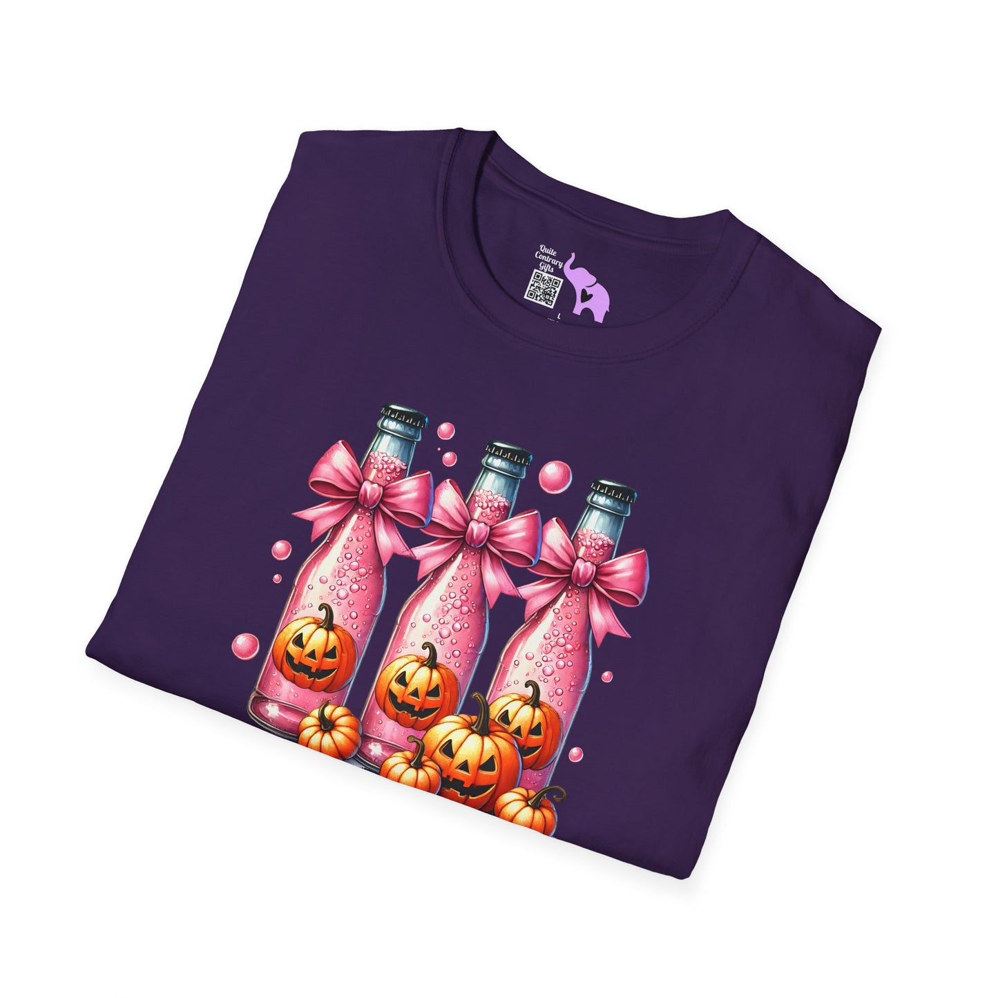 Pink Fizzy Drink w/Pumpkins Adult T-shirt