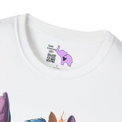 Halloween Stitch in Tree w/Pumpkins Adult T-shirt