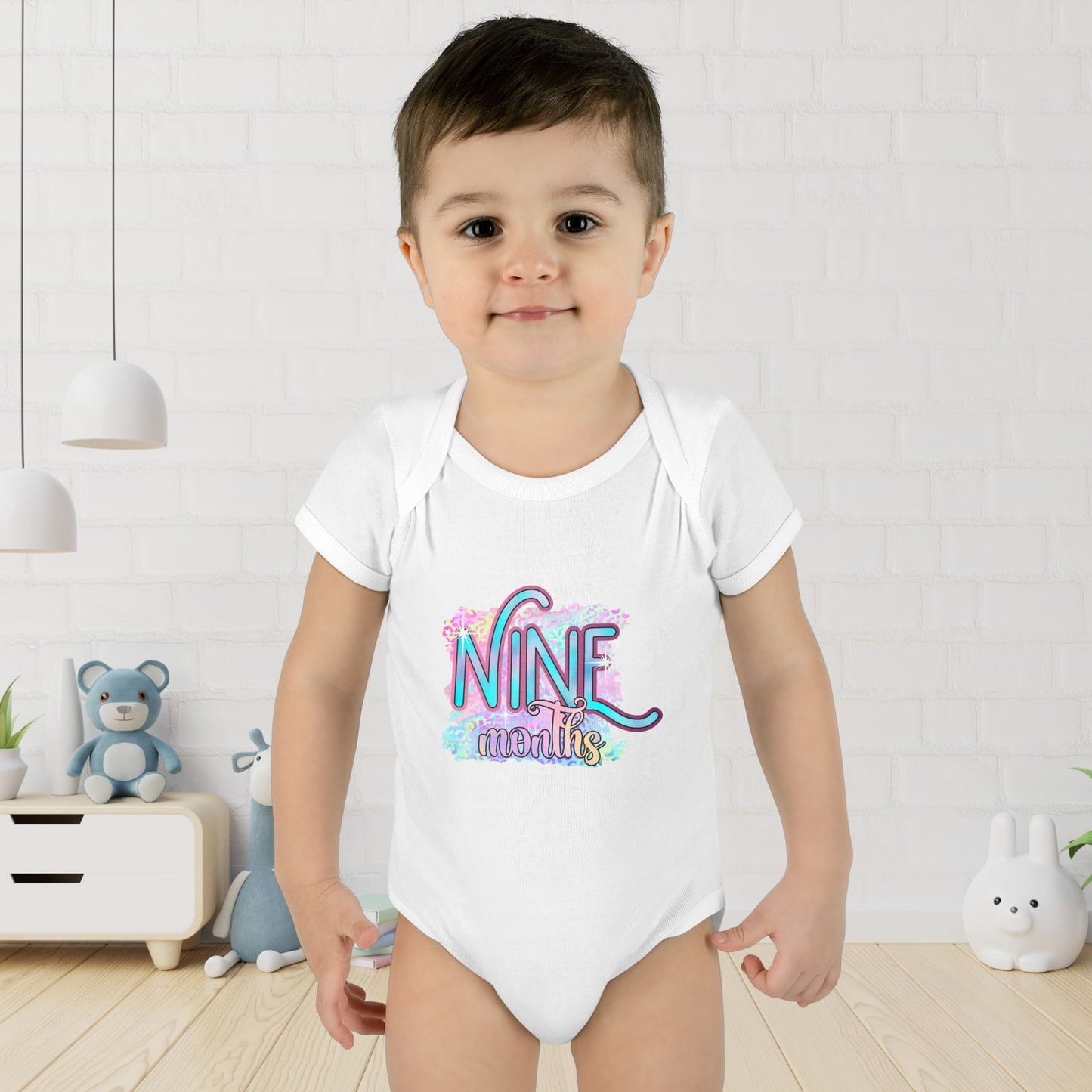 Pastel Wild One Milestone Baby Bodysuit-Nine Months