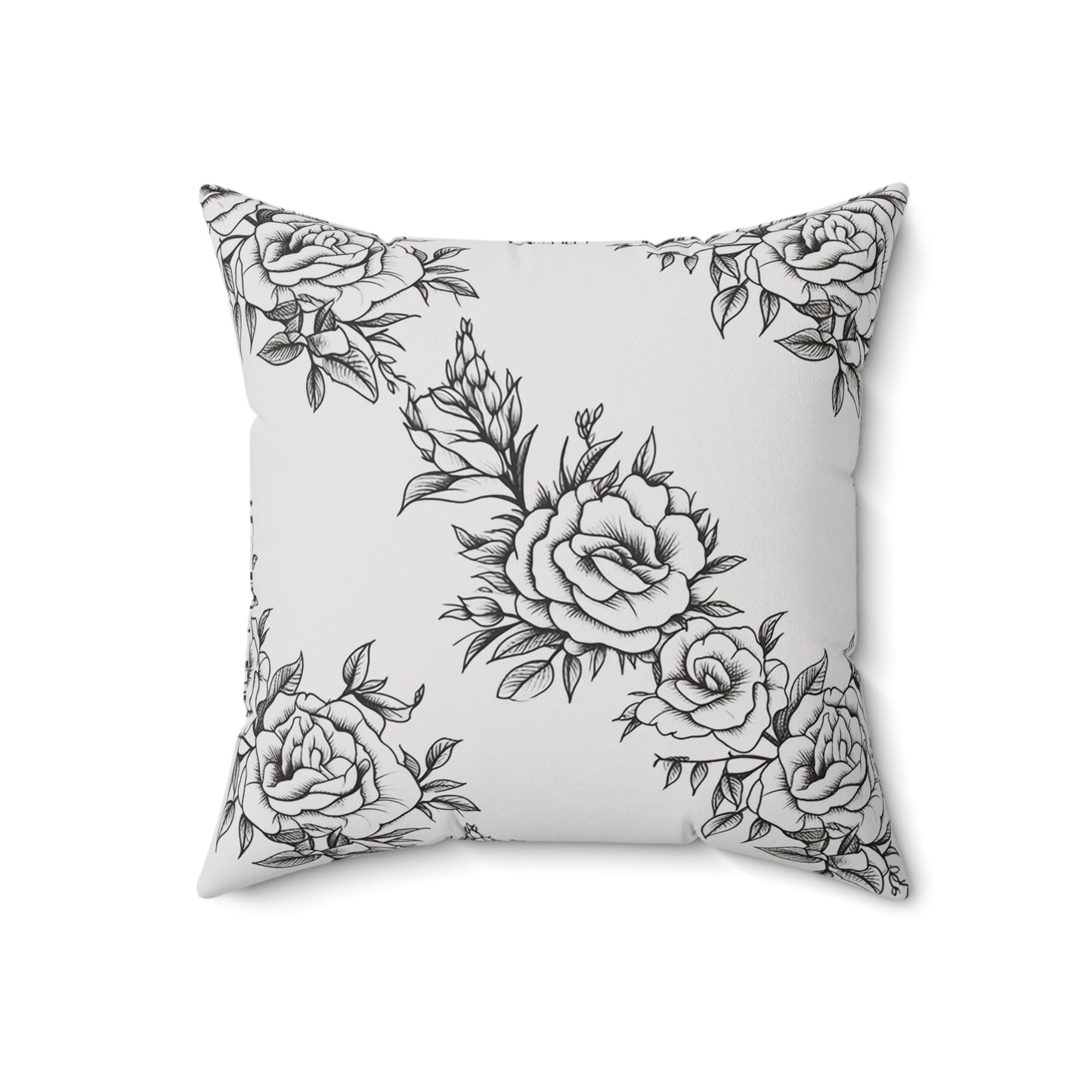 Midnight Rose Sketch Throw Pillow
