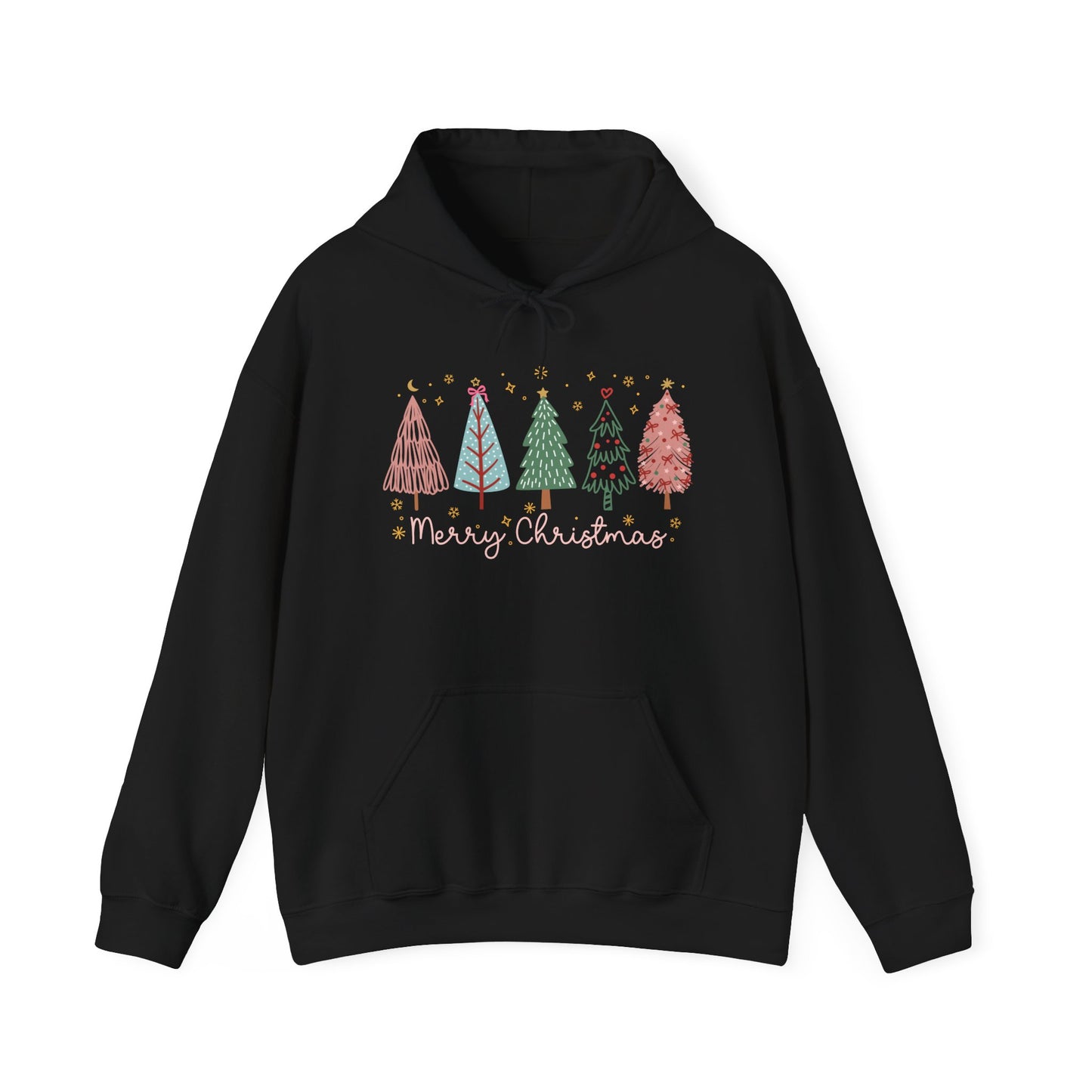 Merry Christmas Trees & Stars Adult Heavy Blend™ Hoodie