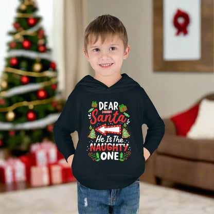 Dear Santa He's The Naughty One Toddler Pullover Fleece Hoodie