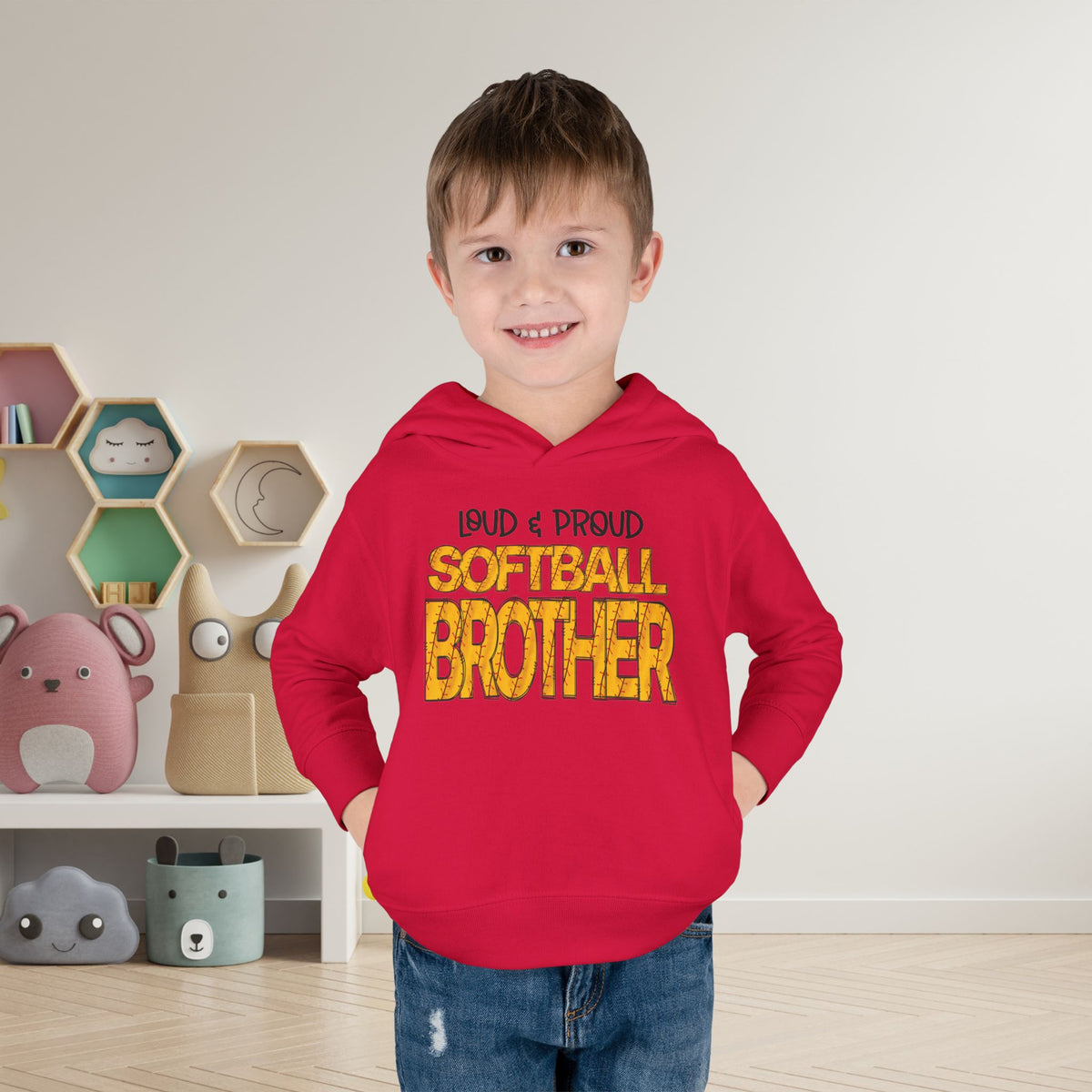 Loud & Proud Softball Brother Toddler Hoodie