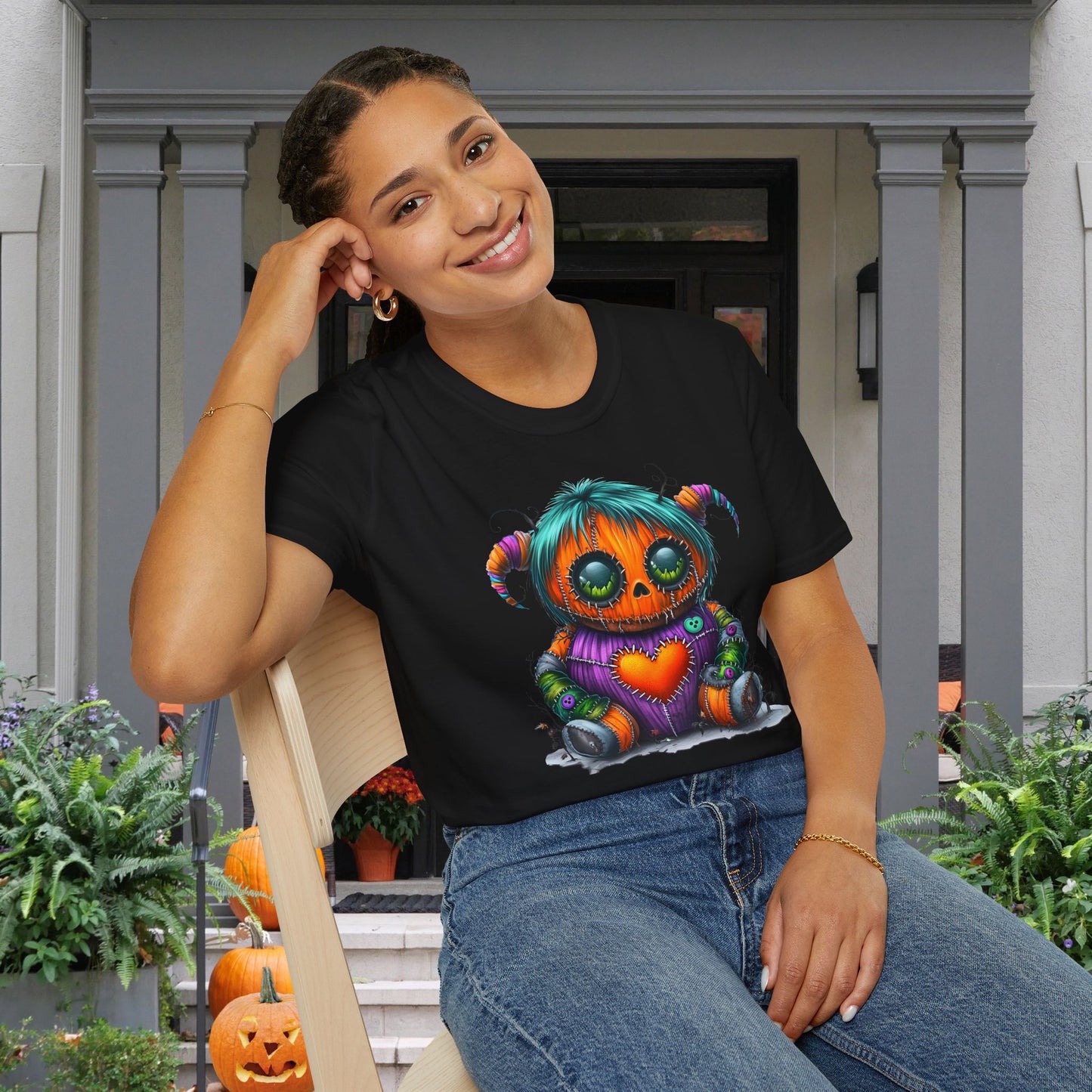 Patchwork Pumpkin Heart Adult Unisex Tshirt