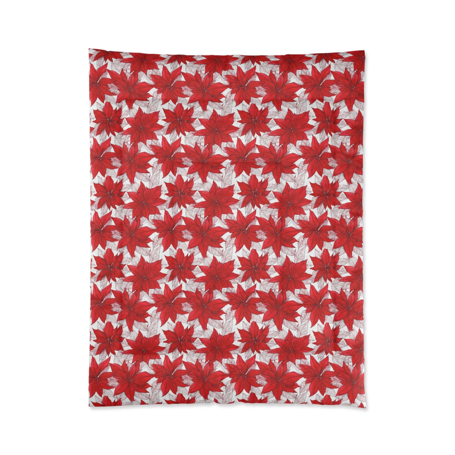 Crimson Poinsettia Sketch Comforter