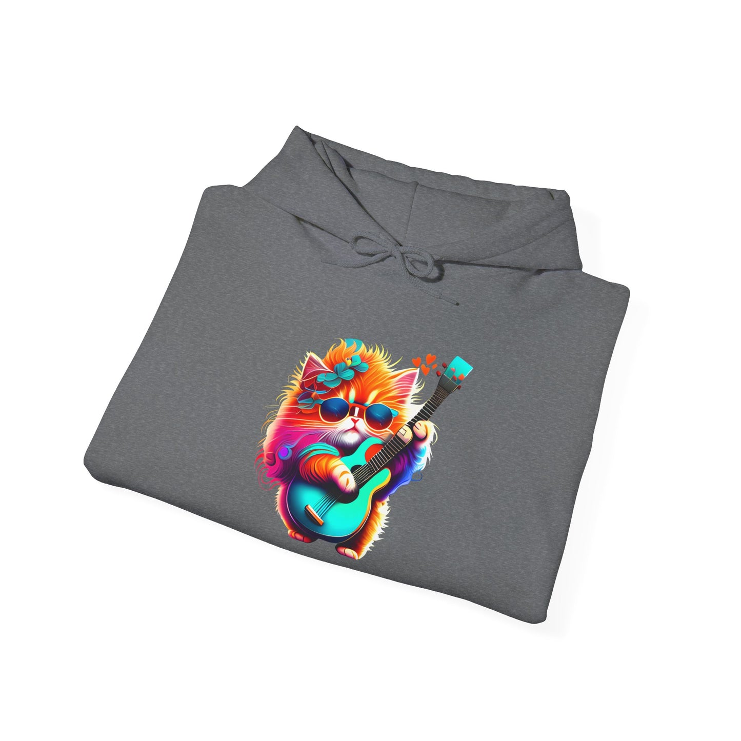 Colorful Guitar Kitten Heavy Blend™ Hooded Sweatshirt