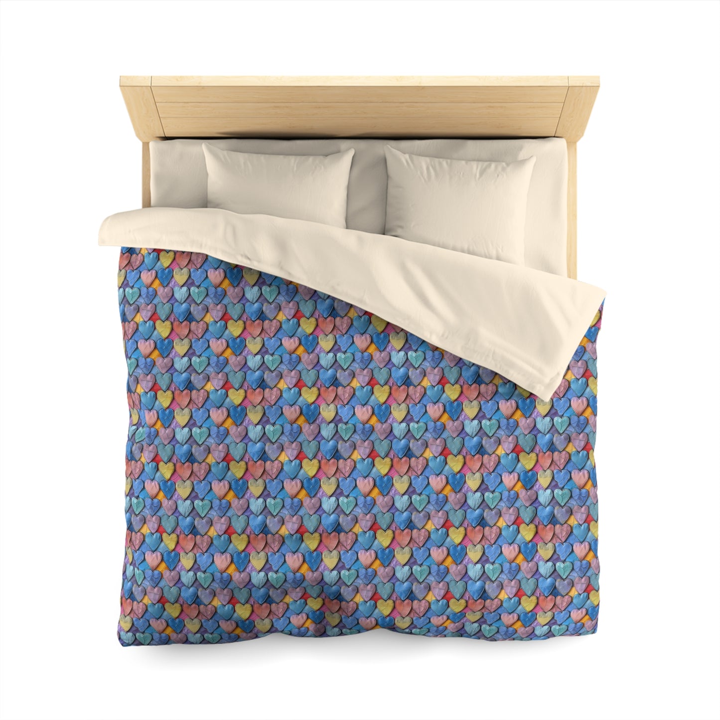 Color Pop Leather Hearts Microfiber Duvet Cover