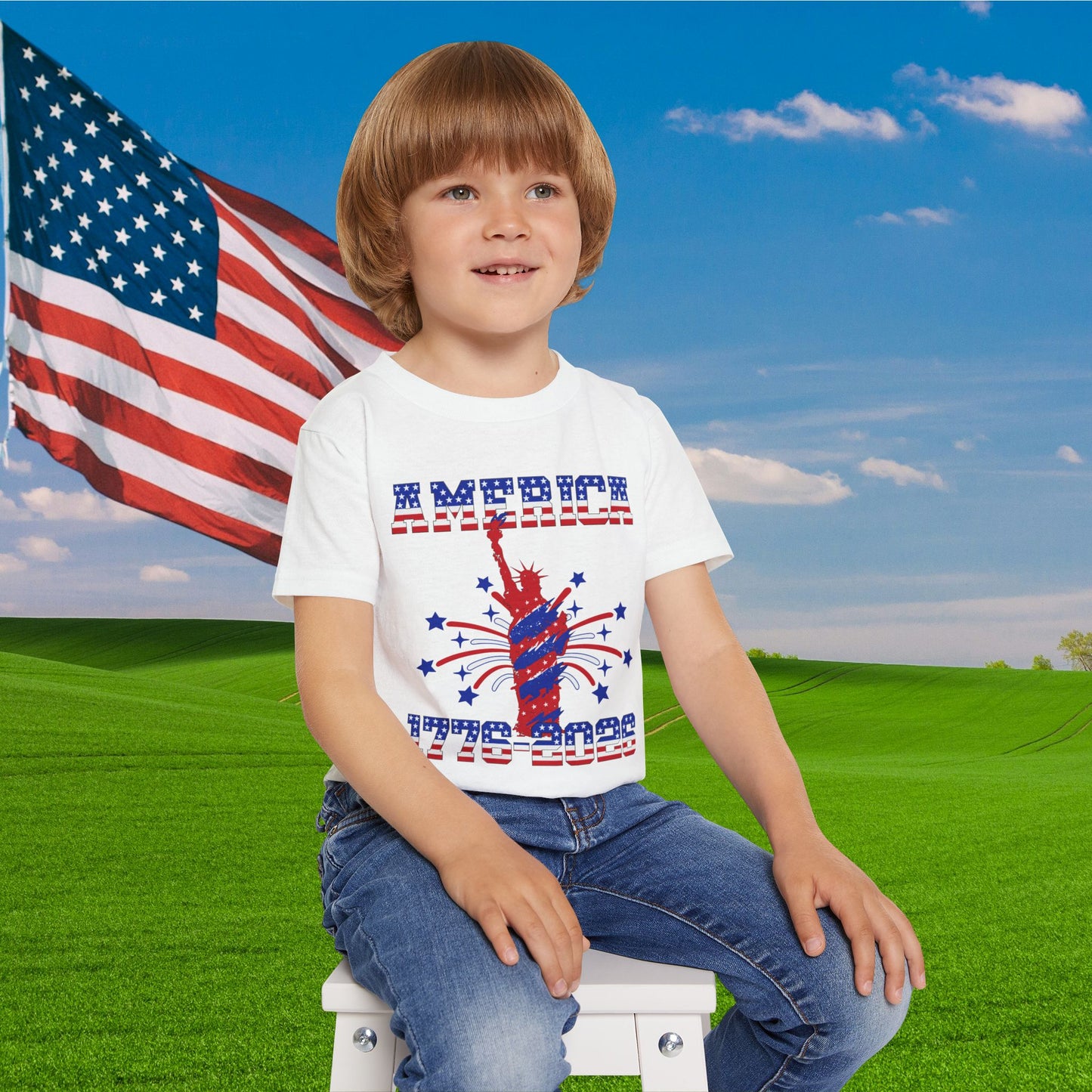 America 1776-2026 (Statue of Liberty) Heavy Cotton™ Toddler T-shirt