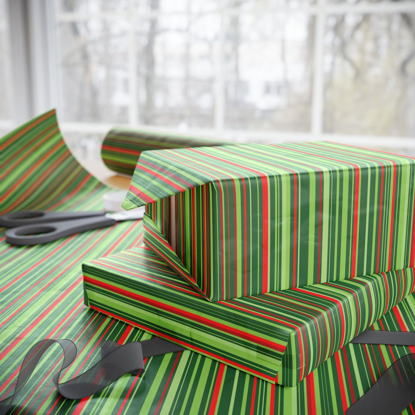 Christmas Cheer Stripes Wrapping Paper