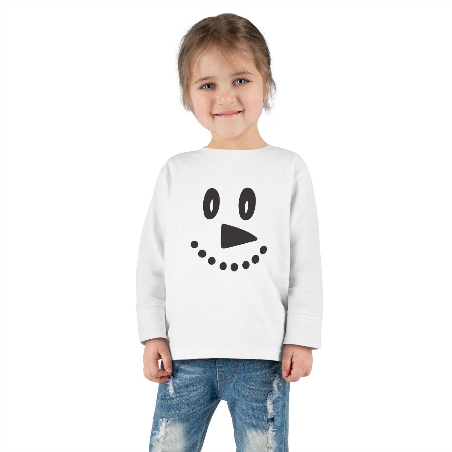 Snowman Face Toddler Long Sleeve Tee