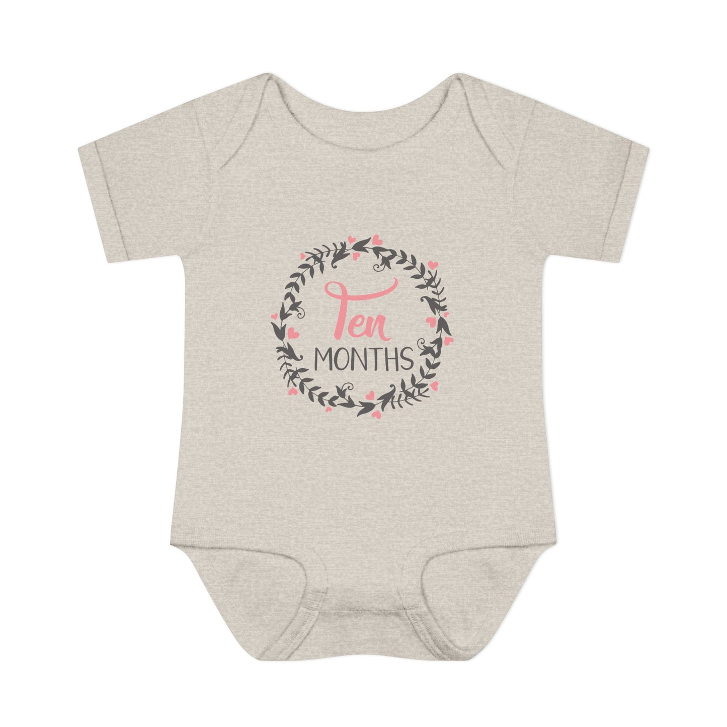 Pink Milestone Wreath Onesie-Ten Months